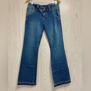 Buckle Low Rise Flare Jeans Size 9/34 L EUC